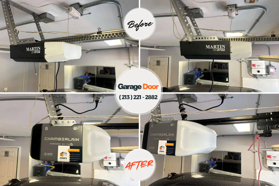 Before and after: garage door repair Mishicot, WI
